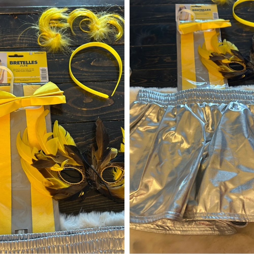 50%offwโค๏ธdance costume yellow feather silver shorts Halloween sexy